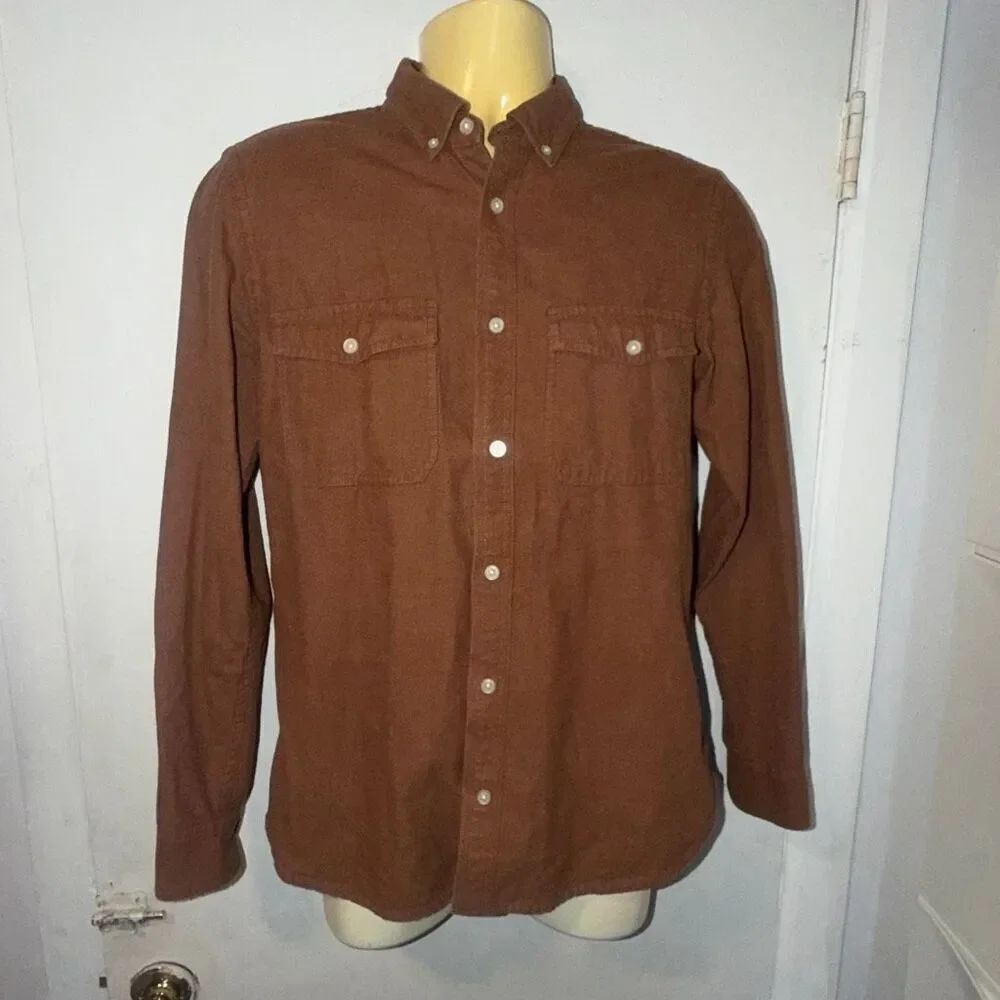 EVERLANE Carob Brown The Organic Oxford Relaxed Utility Shirt-M